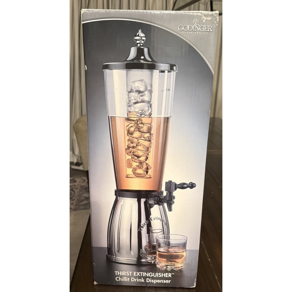 Godinger Chrome Plated Chill It Beverage Drink Dispenser Thirst Extinguisher NIB